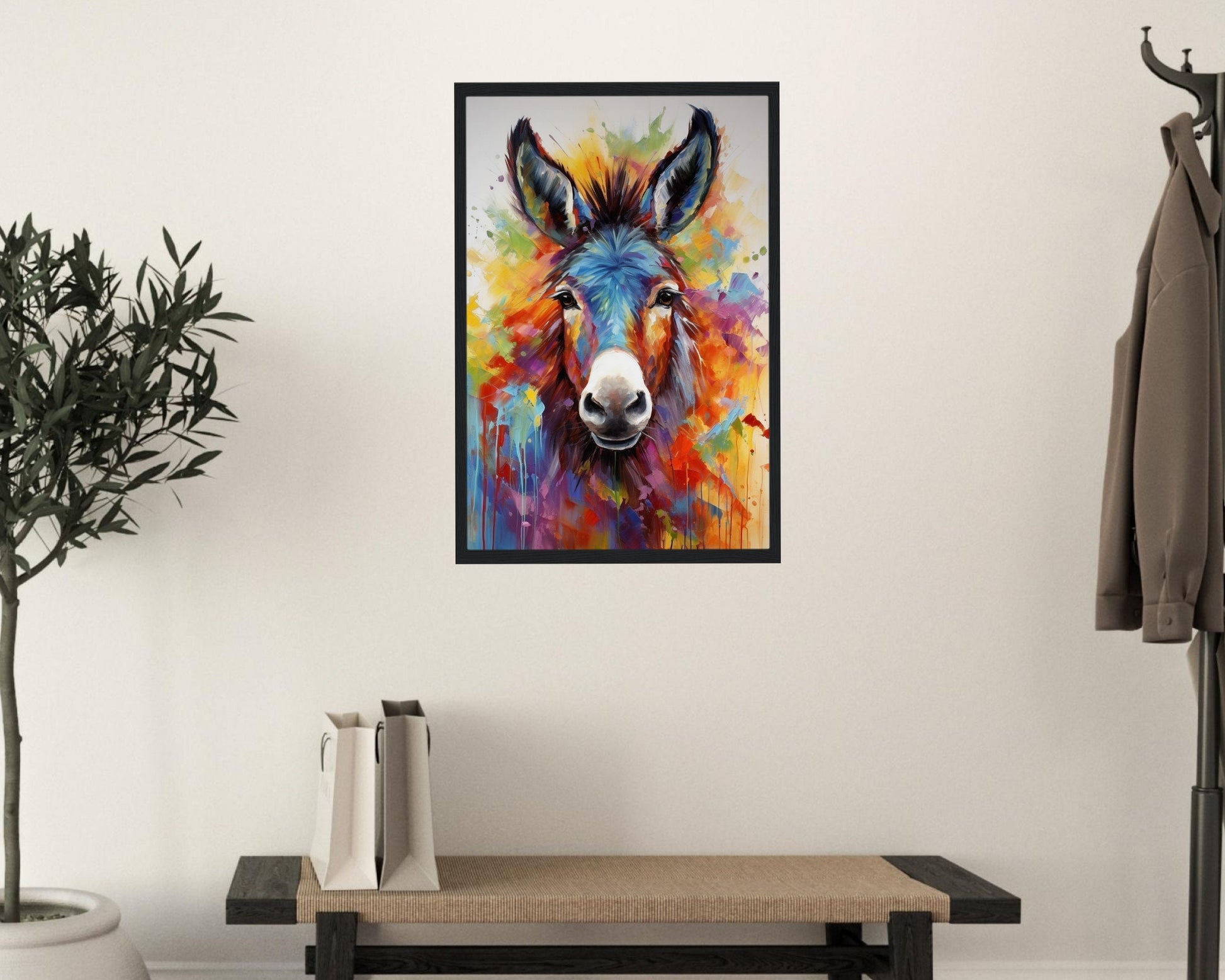 Rainbow Donkey Premium Print - Unframed Watercolor Poster - Wildlife Animal Wall Art, Farm Animal, Farmer Gift - CanvasityCrafts - Free Shipping