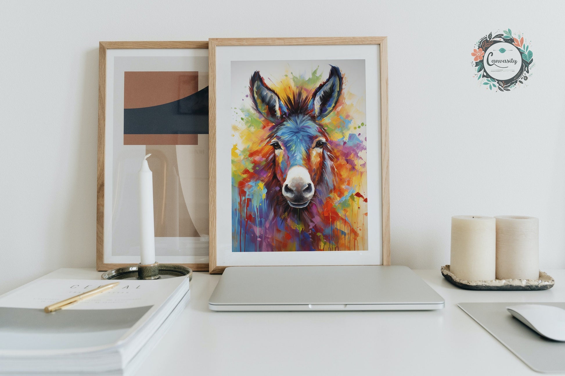 Rainbow Donkey Premium Print - Unframed Watercolor Poster - Wildlife Animal Wall Art, Farm Animal, Farmer Gift - CanvasityCrafts - Free Shipping