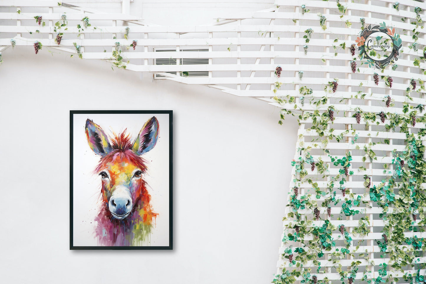 Rainbow Donkey Premium Print - Unframed Watercolor Poster - Wildlife Animal Wall Art, Farm Animal, Farmer Gift - CanvasityCrafts - Free Shipping