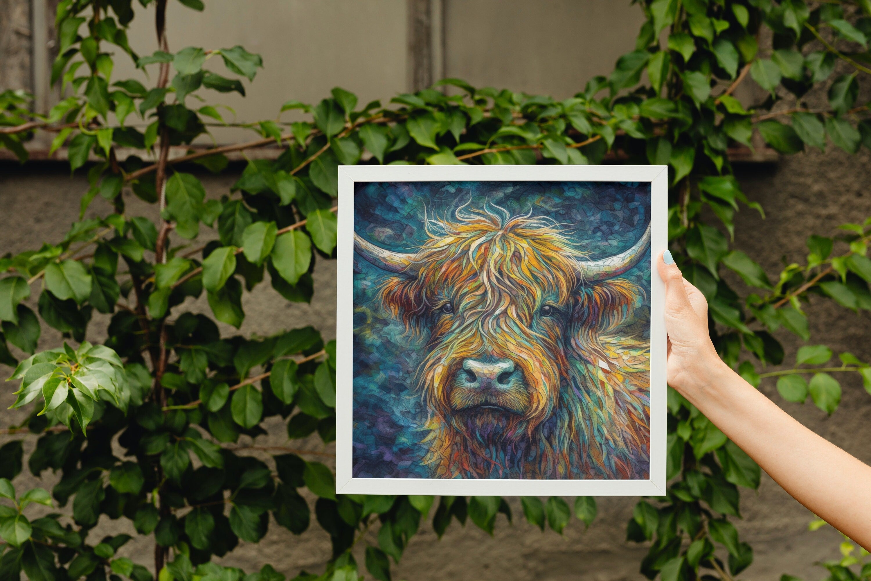 Highland Cow Portrait - Canvas Print, Pine Wooden Frame or Unframed Matte Paper Options - CanvasityCrafts - Free Shipping
