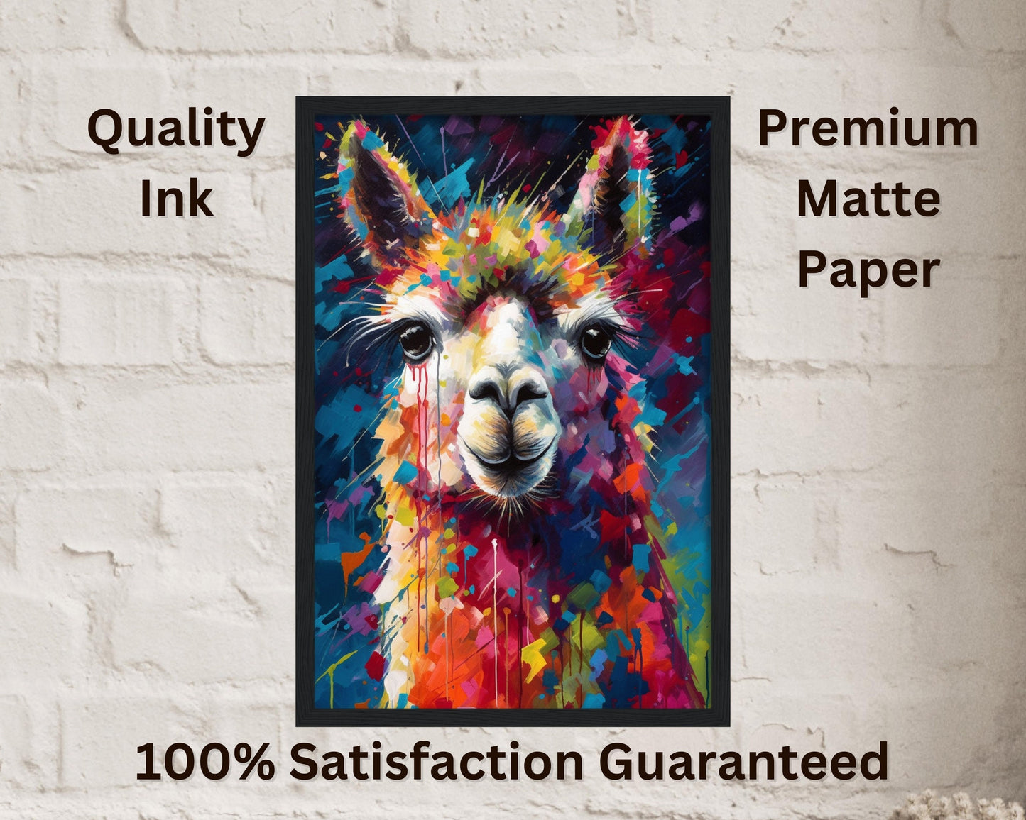 Rainbow Alpaca Premium Print - Colorful Unframed Painting Poster - Wildlife Animal Wall Art, Farm Decor, Farmer Gift, Multicolor Wall Art - CanvasityCrafts - Free Shipping