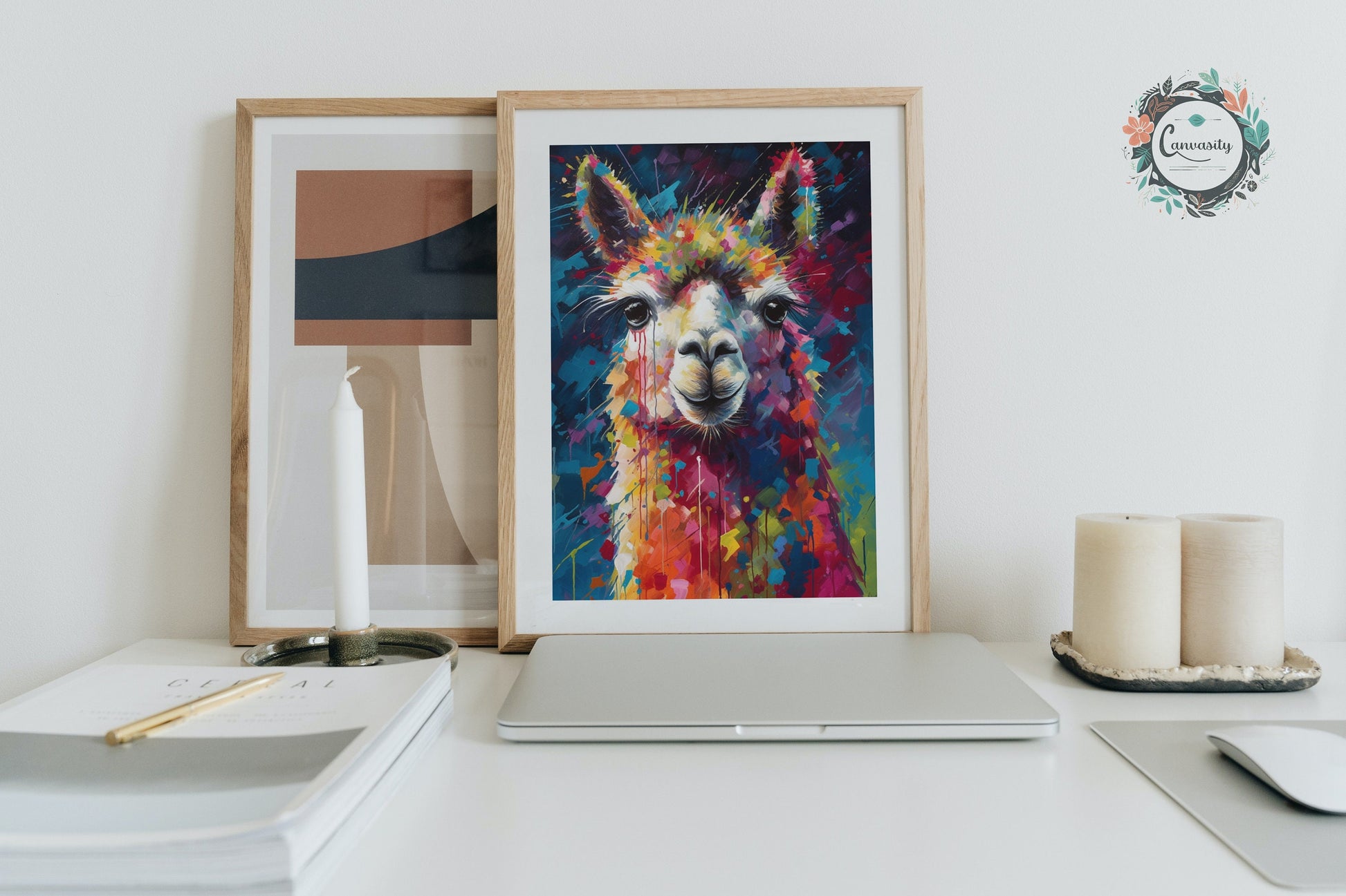 Rainbow Alpaca Premium Print - Colorful Unframed Painting Poster - Wildlife Animal Wall Art, Farm Decor, Farmer Gift, Multicolor Wall Art - CanvasityCrafts - Free Shipping