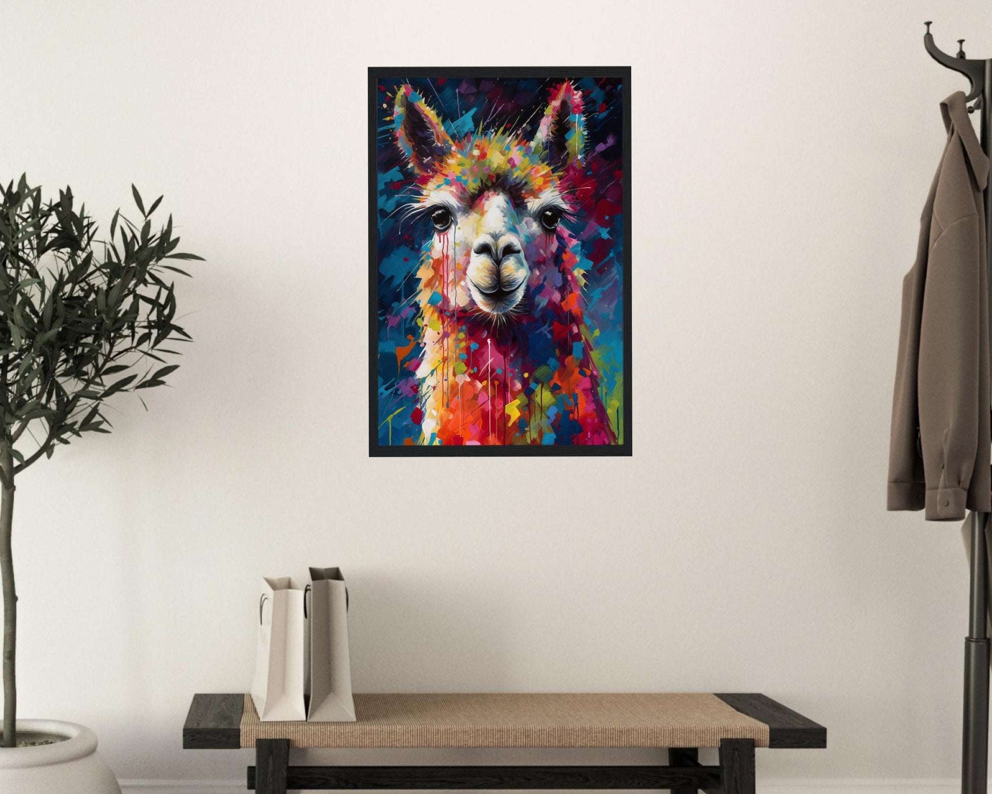 Rainbow Alpaca Premium Print - Colorful Unframed Painting Poster - Wildlife Animal Wall Art, Farm Decor, Farmer Gift, Multicolor Wall Art - CanvasityCrafts - Free Shipping