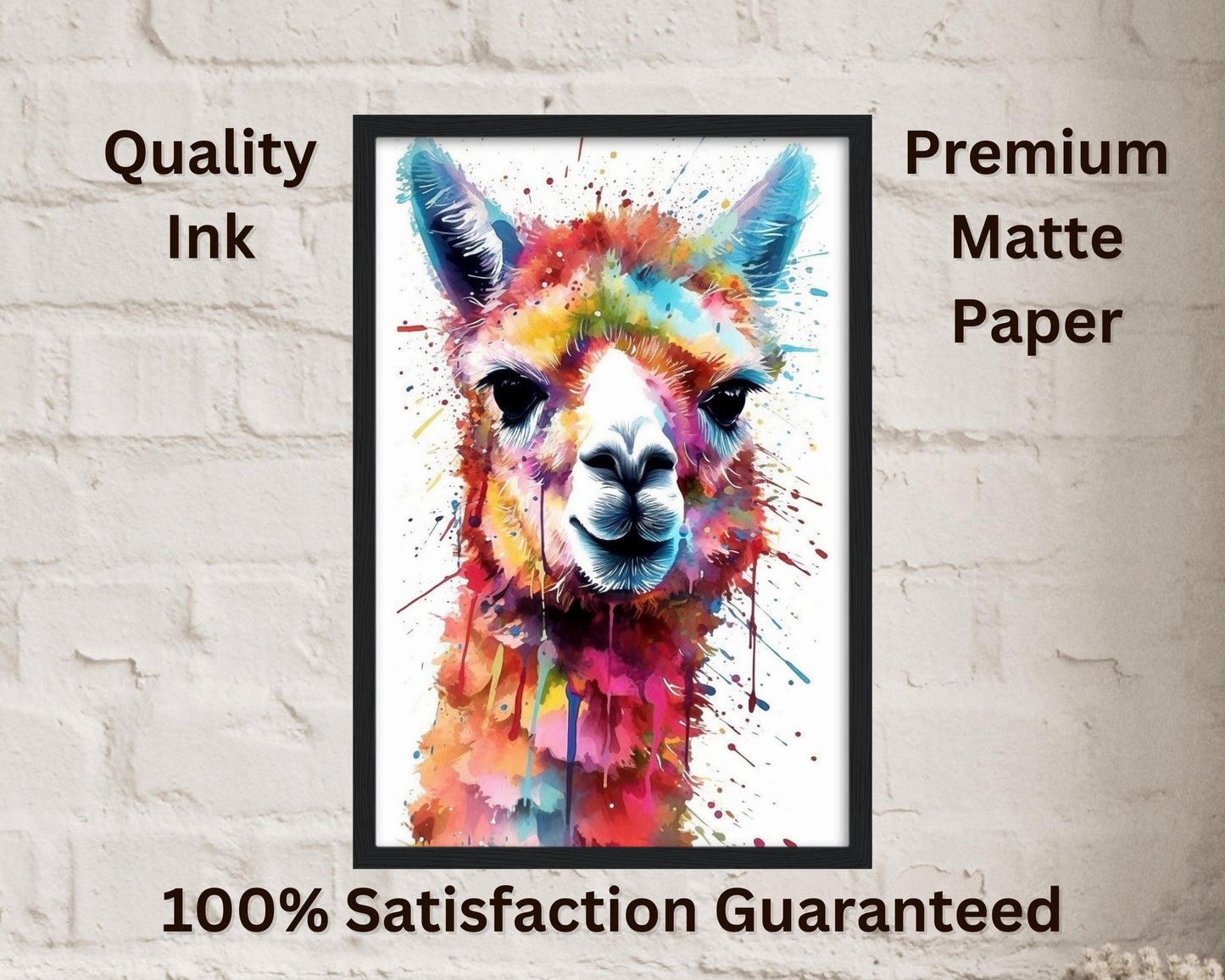 Multicolor Alpaca Premium Print - Colorful Unframed Painting Poster - Wildlife Animal Wall Art, Farm Decor, Farmer Gift, Multicolor Wall Art - CanvasityCrafts - Free Shipping