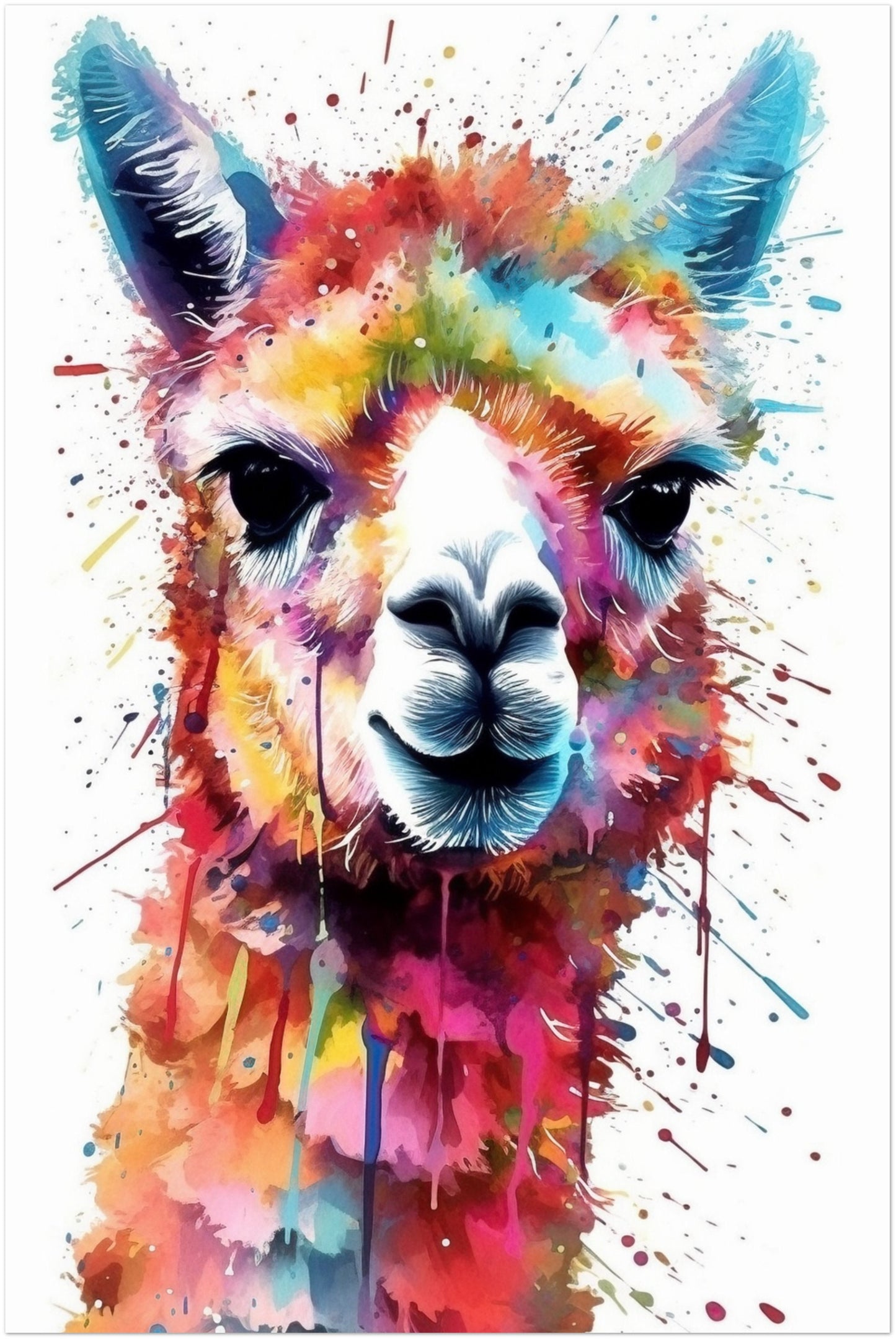 Multicolor Alpaca Premium Print - Colorful Unframed Painting Poster - Wildlife Animal Wall Art, Farm Decor, Farmer Gift, Multicolor Wall Art - CanvasityCrafts - Free Shipping