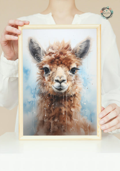 Watercolor Alpaca Premium Print - Colorful Unframed Painting Poster - Wildlife Animal Wall Art, Farm Decor, Farmer Gift, Multicolor Wall Art - CanvasityCrafts - Free Shipping