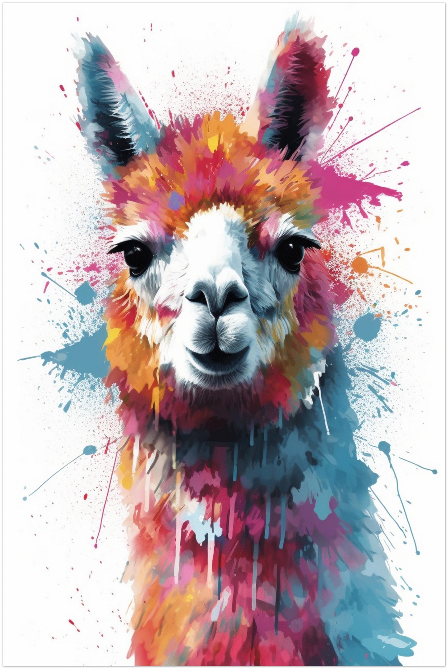 Colorful Alpaca Premium Print - Colorful Unframed Painting Poster - Wildlife Animal Wall Art, Farm Decor, Farmer Gift, Multicolor Wall Art - CanvasityCrafts - Free Shipping