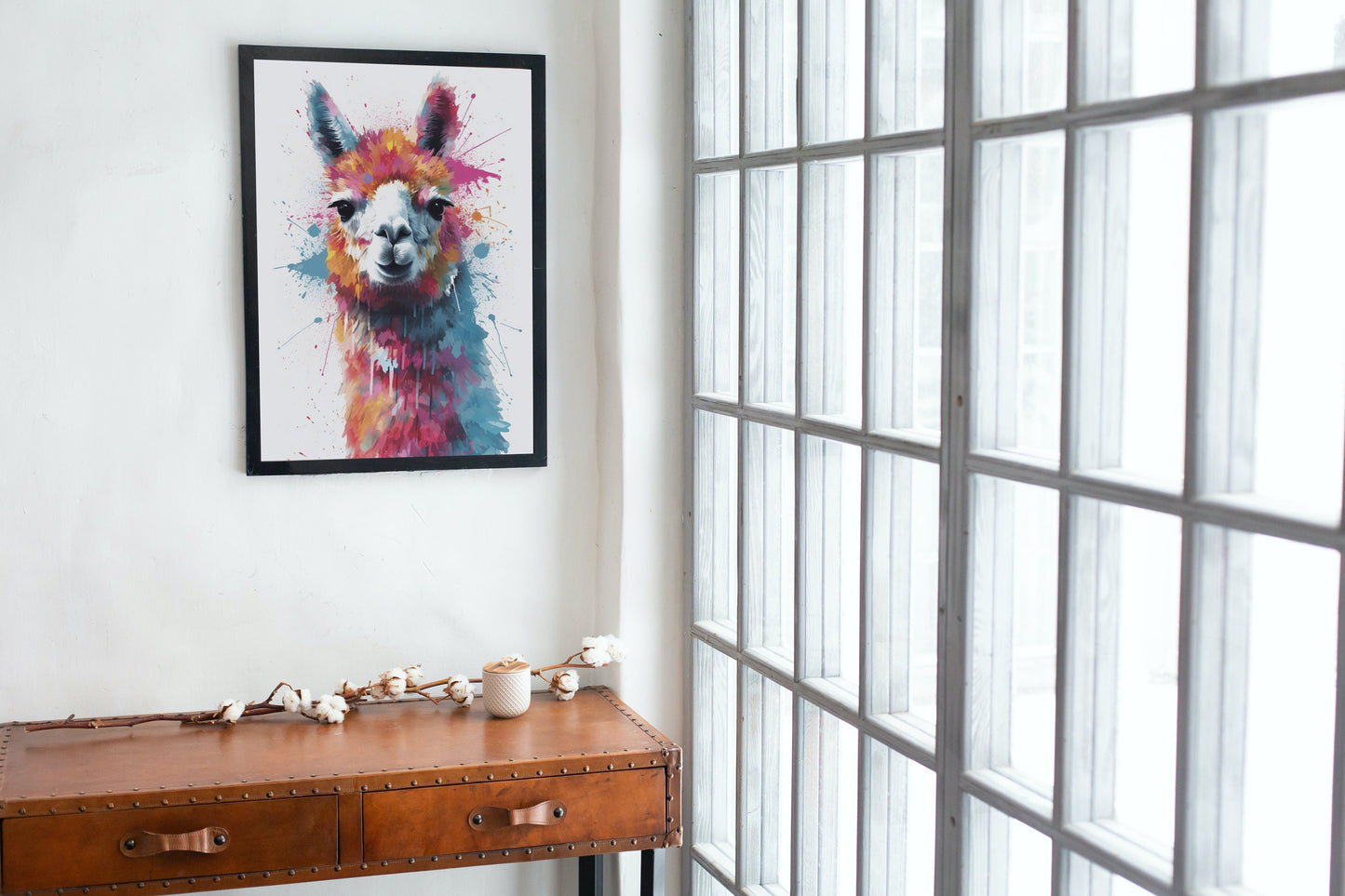 Colorful Alpaca Premium Print - Colorful Unframed Painting Poster - Wildlife Animal Wall Art, Farm Decor, Farmer Gift, Multicolor Wall Art - CanvasityCrafts - Free Shipping