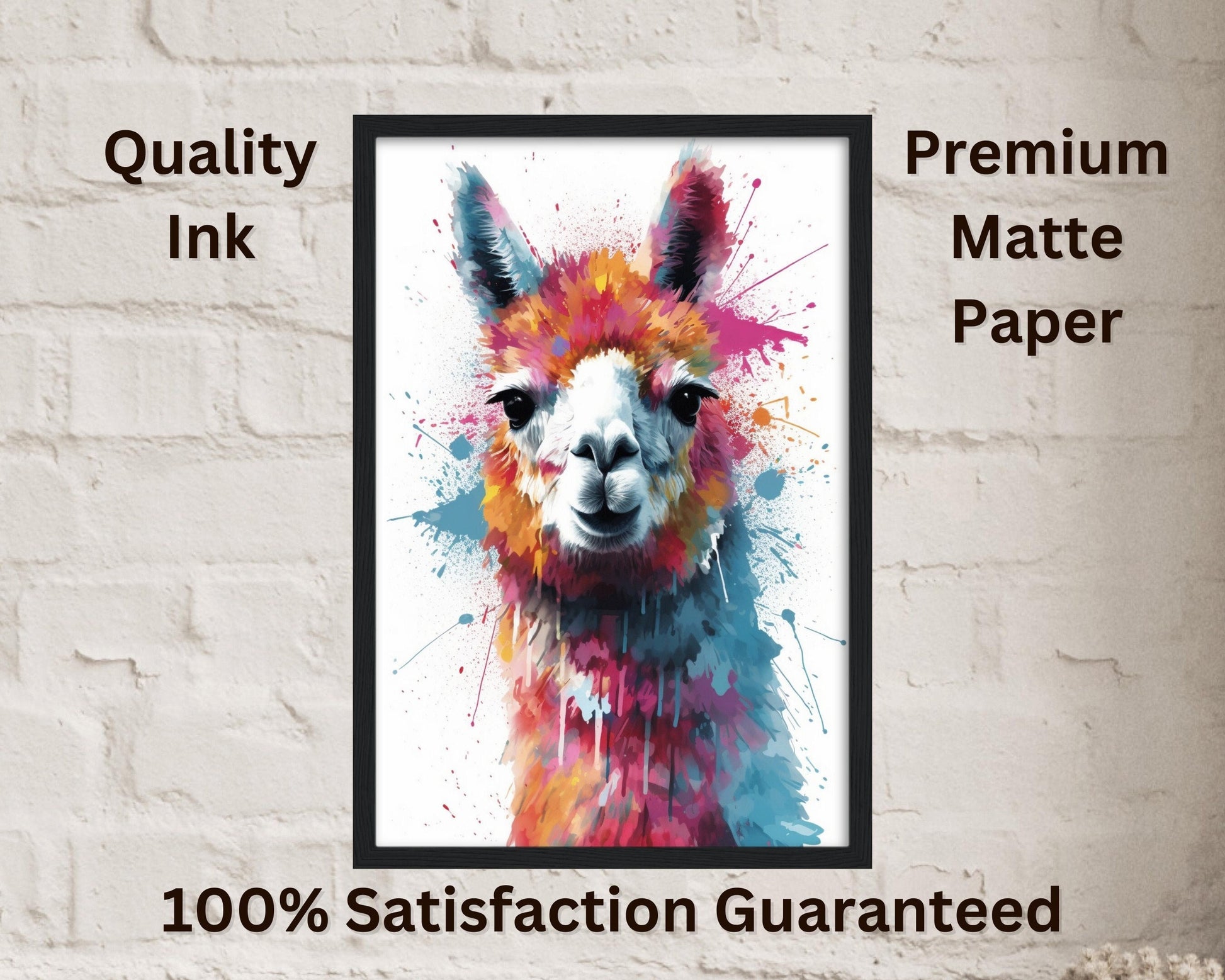 Colorful Alpaca Premium Print - Colorful Unframed Painting Poster - Wildlife Animal Wall Art, Farm Decor, Farmer Gift, Multicolor Wall Art - CanvasityCrafts - Free Shipping