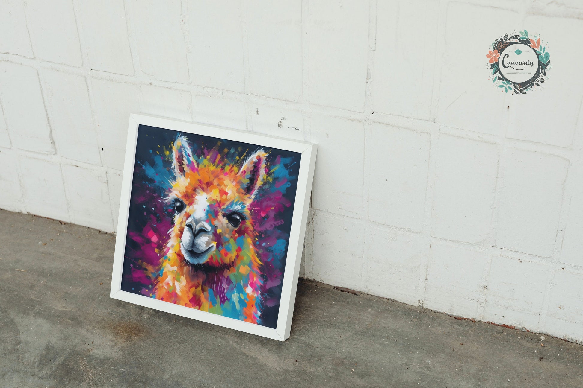 Colorful Alpaca Premium Print - Colorful Unframed Painting Poster - Wildlife Animal Wall Art, Farm Decor, Farmer Gift, Multicolor Wall Art - CanvasityCrafts - Free Shipping