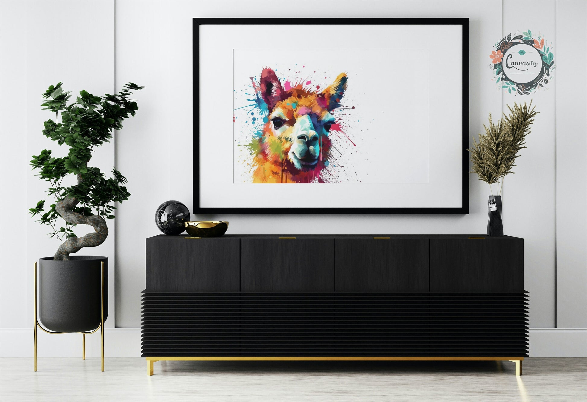 Colorful Alpaca Premium Print - Colorful Unframed Painting Poster - Animal Wall Art, Farm Decor, Farmer Gift, Multicolor Funny Llama - CanvasityCrafts - Free Shipping