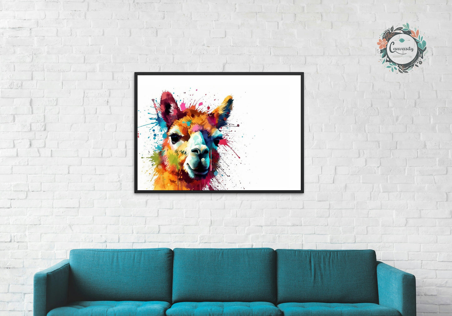 Colorful Alpaca Premium Print - Colorful Unframed Painting Poster - Animal Wall Art, Farm Decor, Farmer Gift, Multicolor Funny Llama - CanvasityCrafts - Free Shipping