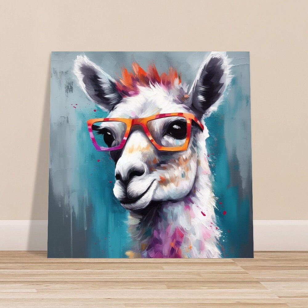 Colorful Llama with Gasses - Multicolor Unframed Premium Painting Poster Print - Animal Wall Art, Funny Farm Decor, Farmer Gift, Rainbow - CanvasityCrafts - Free Shipping