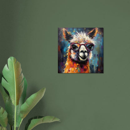 Colorful Llama with Gasses - Multicolor Unframed Premium Painting Poster Print - Animal Wall Art, Funny Farm Decor, Farmer Gift, Rainbow - CanvasityCrafts - Free Shipping