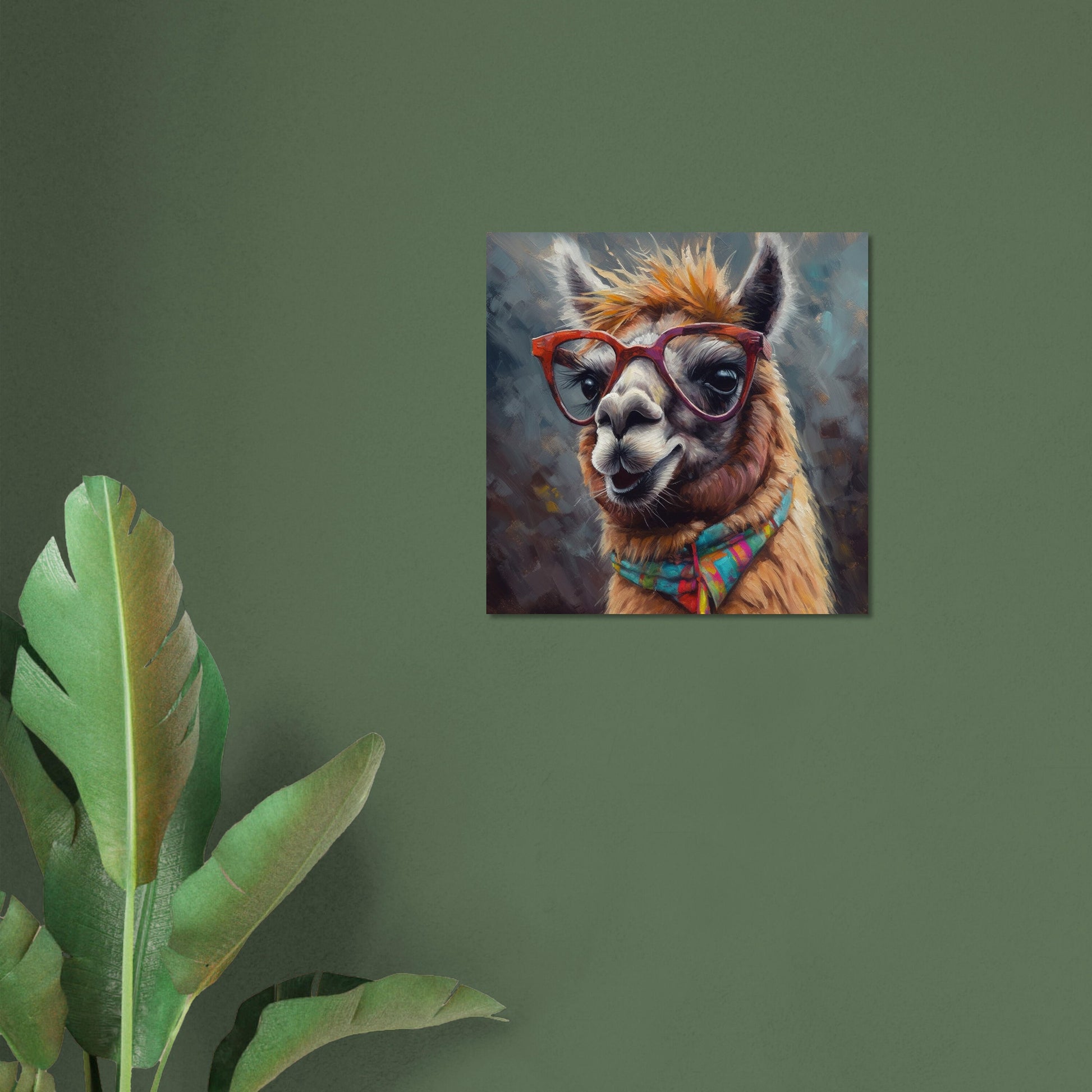 Adorable Llama with Gasses - Multicolor Unframed Premium Painting Poster Print - Animal Wall Art, Funny Farm Decor, Colorful Farmer Gift - CanvasityCrafts - Free Shipping