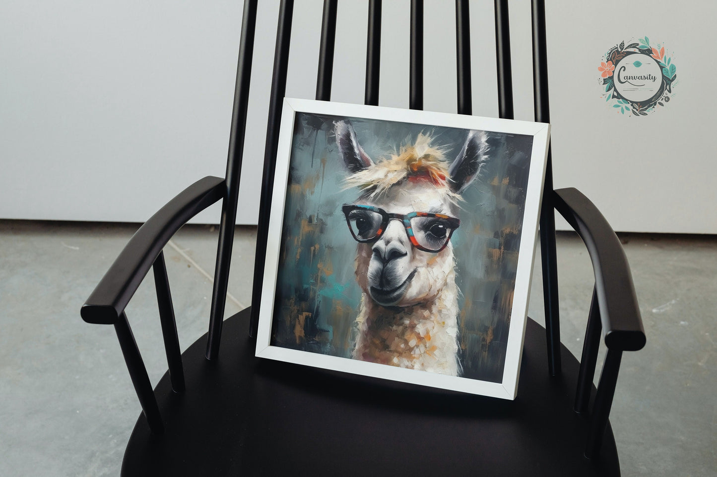 Adorable Llama with Gasses - Multicolor Unframed Premium Painting Poster Print - Animal Wall Art, Funny Farm Decor, Colorful Farmer Gift - CanvasityCrafts - Free Shipping