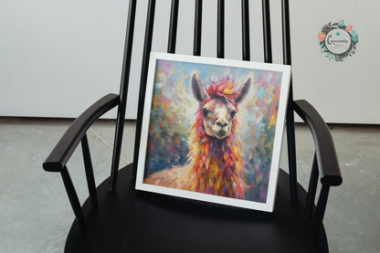 Colorful Rainbow Llama - Multicolor Unframed Premium Painting Poster Print - Animal Wall Art, Funny Farm Decor, Colourful Farmer Gift - CanvasityCrafts - Free Shipping