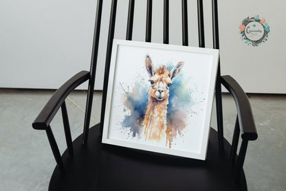 Watercolor Llama - Multicolor Unframed Premium Painting Poster Print - Animal Wall Art, Funny Farm Decor, Colourful Farmer Gift - CanvasityCrafts - Free Shipping