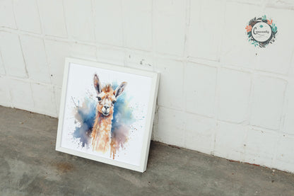 Watercolor Llama - Multicolor Unframed Premium Painting Poster Print - Animal Wall Art, Funny Farm Decor, Colourful Farmer Gift - CanvasityCrafts - Free Shipping