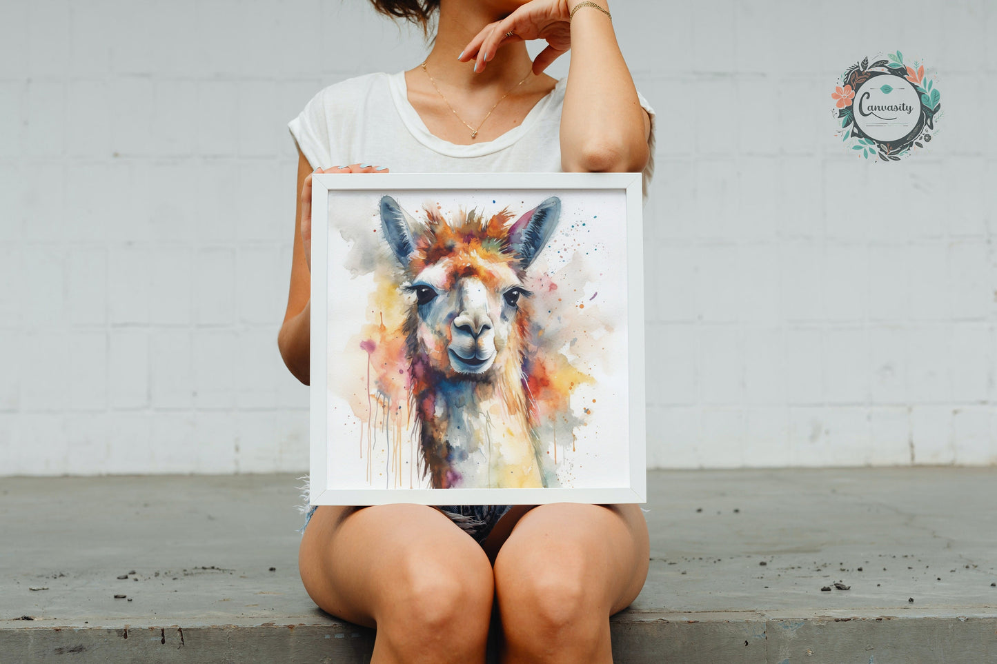 Watercolor Llama - Multicolor Unframed Premium Painting Poster Print - Animal Wall Art, Funny Farm Decor, Colourful Farmer Gift - CanvasityCrafts - Free Shipping