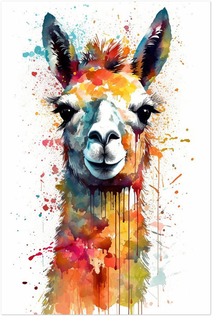 Watercolor Llama - Multicolor Unframed Premium Painting Poster Print - Animal Wall Art, Funny Farm Decor, Colourful Farmer Gift - CanvasityCrafts - Free Shipping