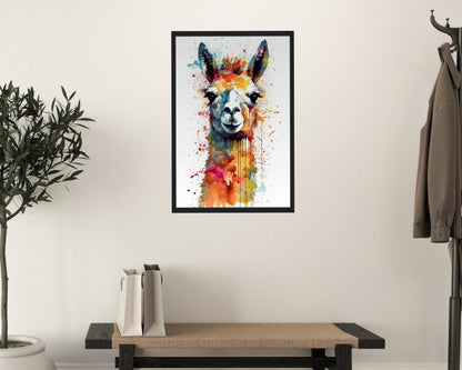 Watercolor Llama - Multicolor Unframed Premium Painting Poster Print - Animal Wall Art, Funny Farm Decor, Colourful Farmer Gift - CanvasityCrafts - Free Shipping