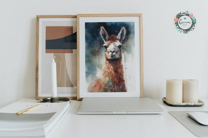 Watercolor Llama - Multicolor Unframed Premium Painting Poster Print - Animal Wall Art, Funny Farm Decor, Colourful Farmer Gift - CanvasityCrafts - Free Shipping