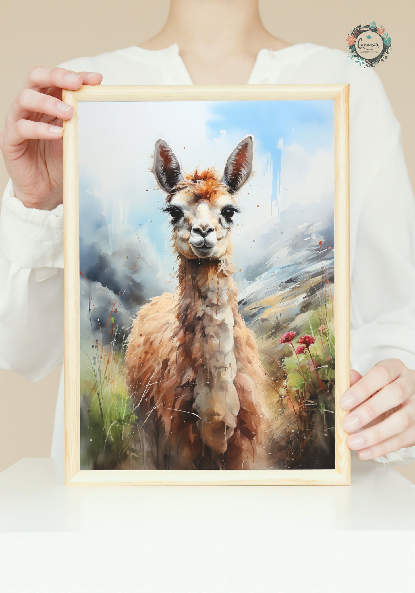 Watercolor Llama - Multicolor Unframed Premium Painting Poster Print - Animal Wall Art, Funny Farm Decor, Colourful Farmer Gift - CanvasityCrafts - Free Shipping