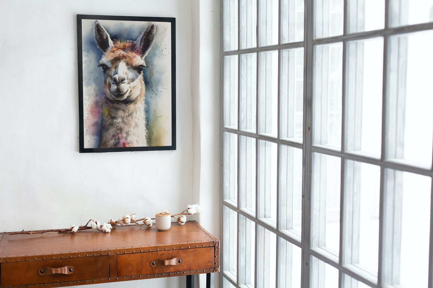 Watercolor Llama Unframed Premium Painting Poster Print - Multicolor Animal Wall Art, Funny Farm Decor, Colourful Farmer Gift - CanvasityCrafts - Free Shipping