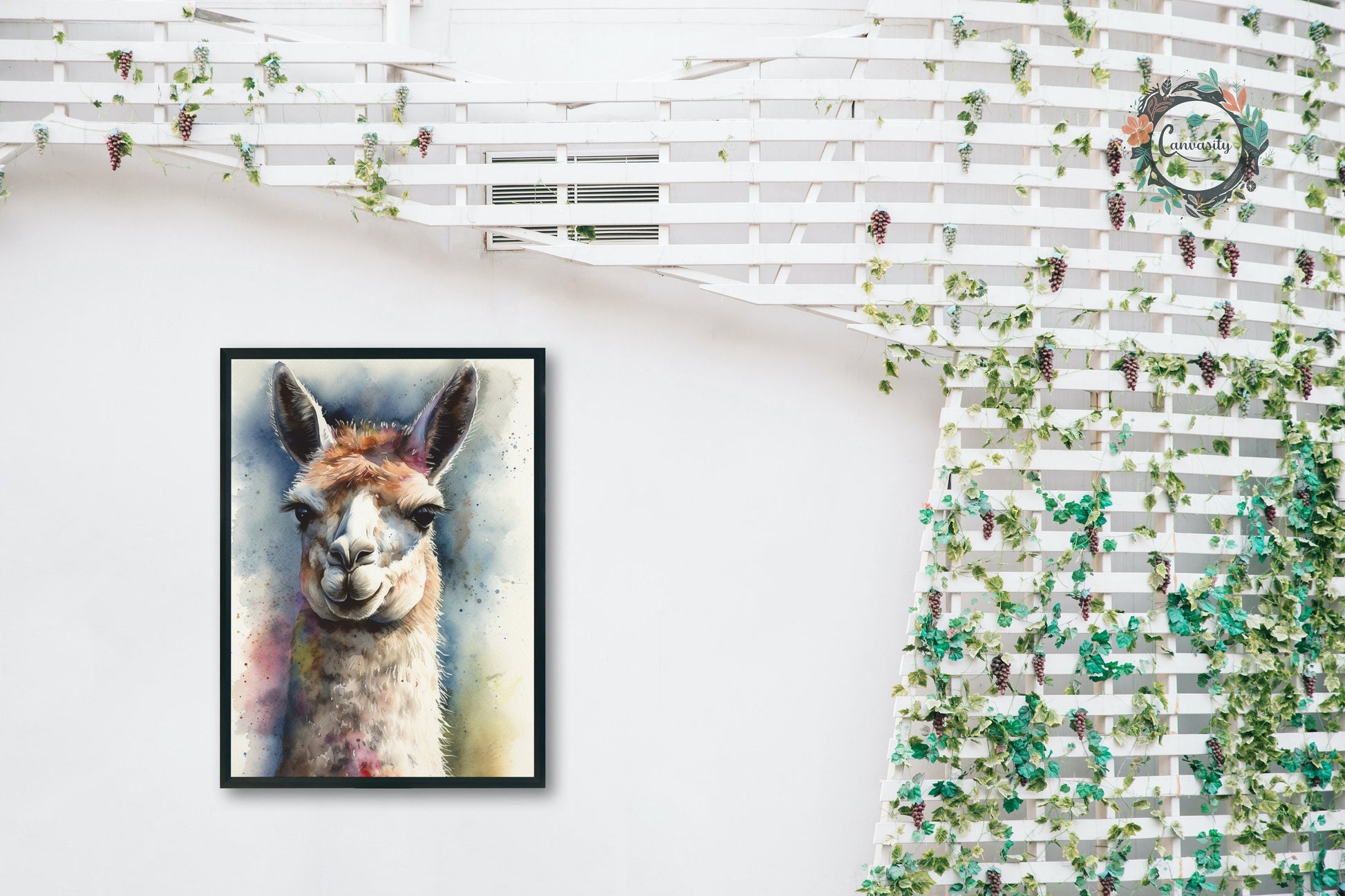 Watercolor Llama Unframed Premium Painting Poster Print - Multicolor Animal Wall Art, Funny Farm Decor, Colourful Farmer Gift - CanvasityCrafts - Free Shipping