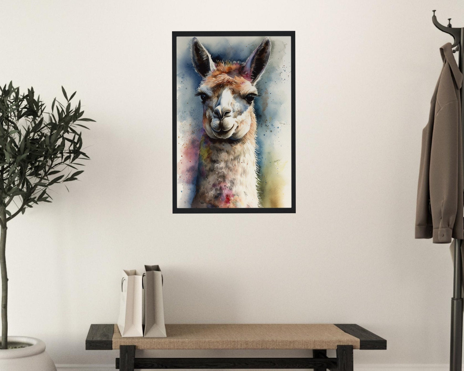 Watercolor Llama Unframed Premium Painting Poster Print - Multicolor Animal Wall Art, Funny Farm Decor, Colourful Farmer Gift - CanvasityCrafts - Free Shipping