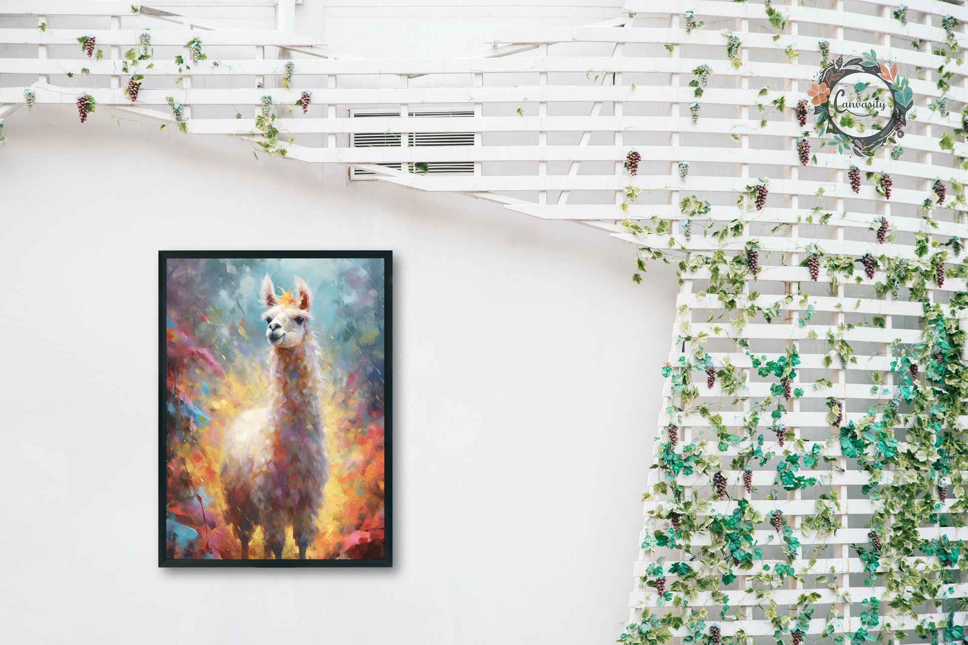 Watercolor Llama Unframed Premium Pop Art Painting Poster Print - Multicolor Animal Wall Art, Funny Farm Decor, Colourful Farmer Gift - CanvasityCrafts - Free Shipping