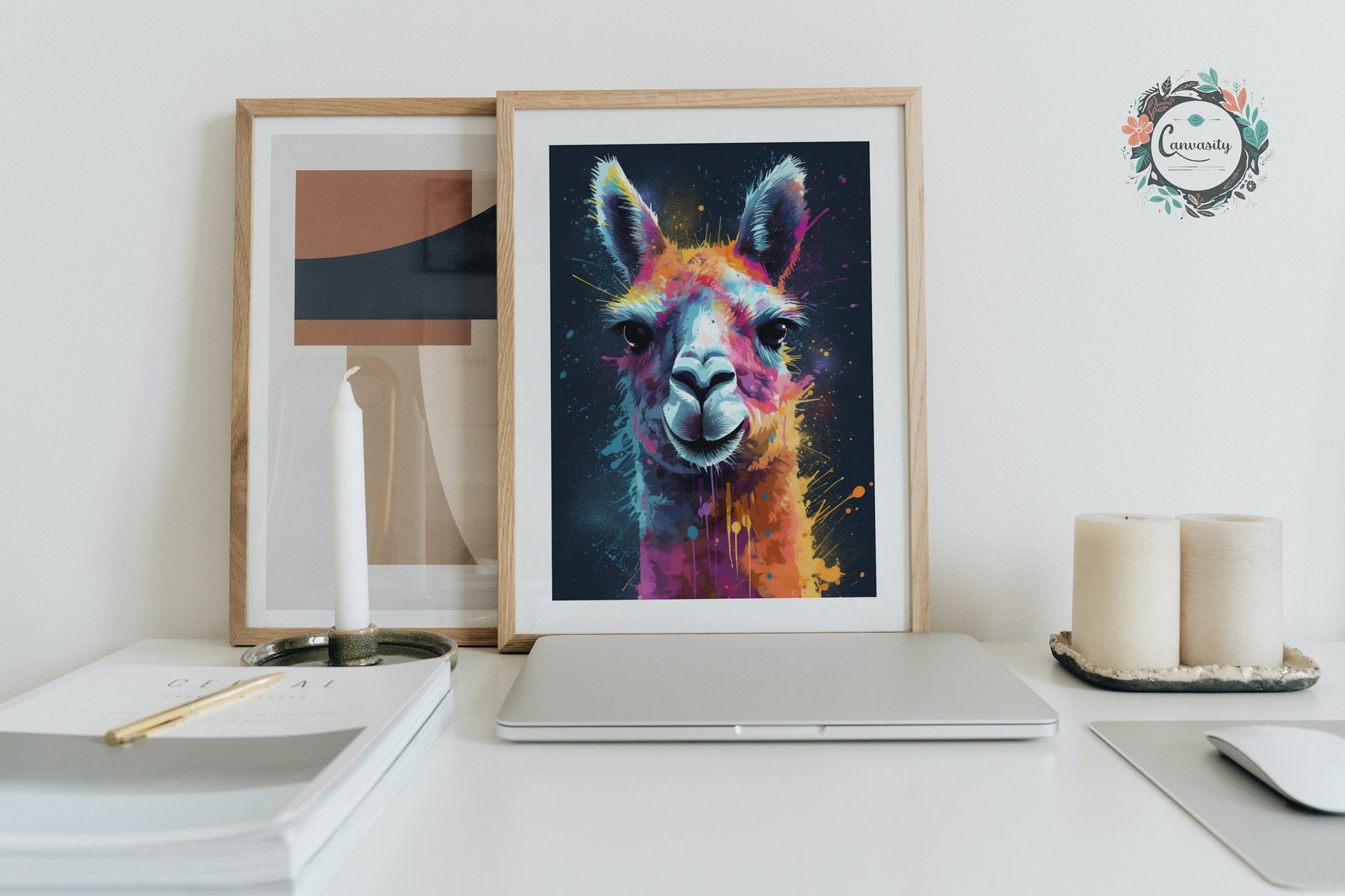 Pop Art Llama Unframed Premium Watercolor Painting Poster Print - Multicolor Animal Wall Art, Funny Farm Decor, Colourful Farmer Gift - CanvasityCrafts - Free Shipping