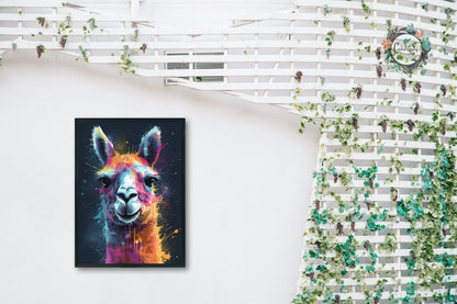 Pop Art Llama Unframed Premium Watercolor Painting Poster Print - Multicolor Animal Wall Art, Funny Farm Decor, Colourful Farmer Gift - CanvasityCrafts - Free Shipping