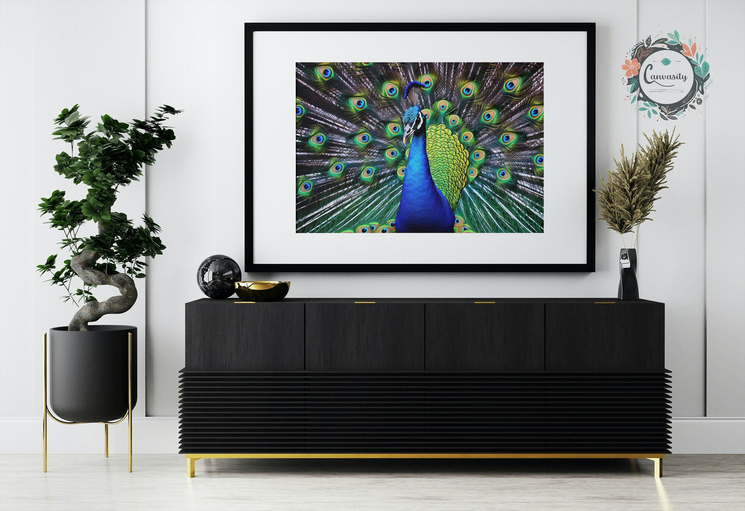 Peacock Wall Art Print - Unframed Colorful Gift for Bird Lovers, Farmer, Mom or Dad, Bird Painting - CanvasityCrafts - Free Shipping