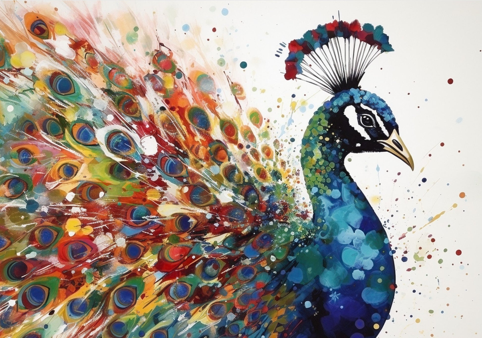 Watercolor Peacock Wall Art Print - Unframed Colorful Gift for Bird Lovers, Farmer, Mom or Dad, Bird Painting - CanvasityCrafts - Free Shipping