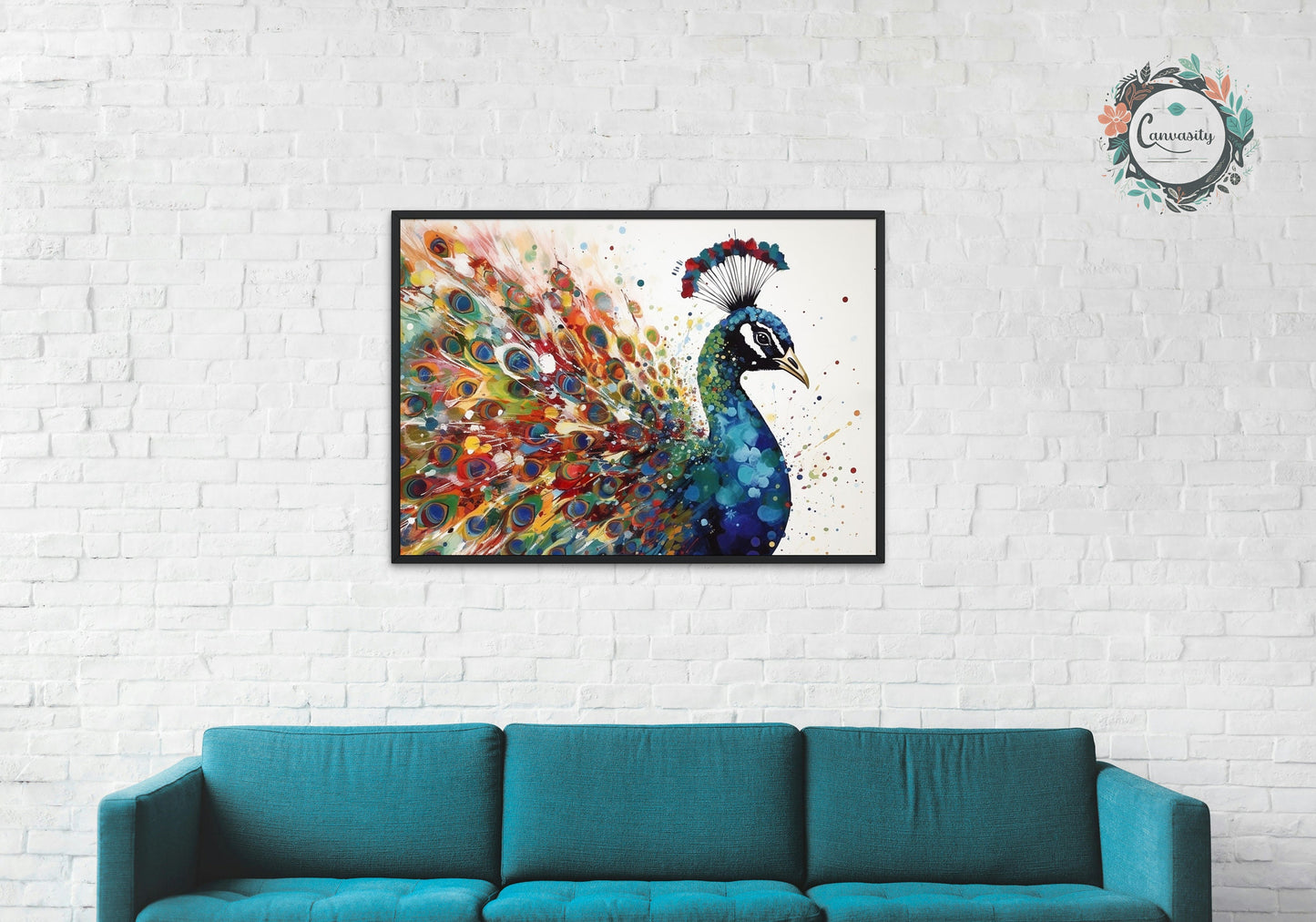 Watercolor Peacock Wall Art Print - Unframed Colorful Gift for Bird Lovers, Farmer, Mom or Dad, Bird Painting - CanvasityCrafts - Free Shipping