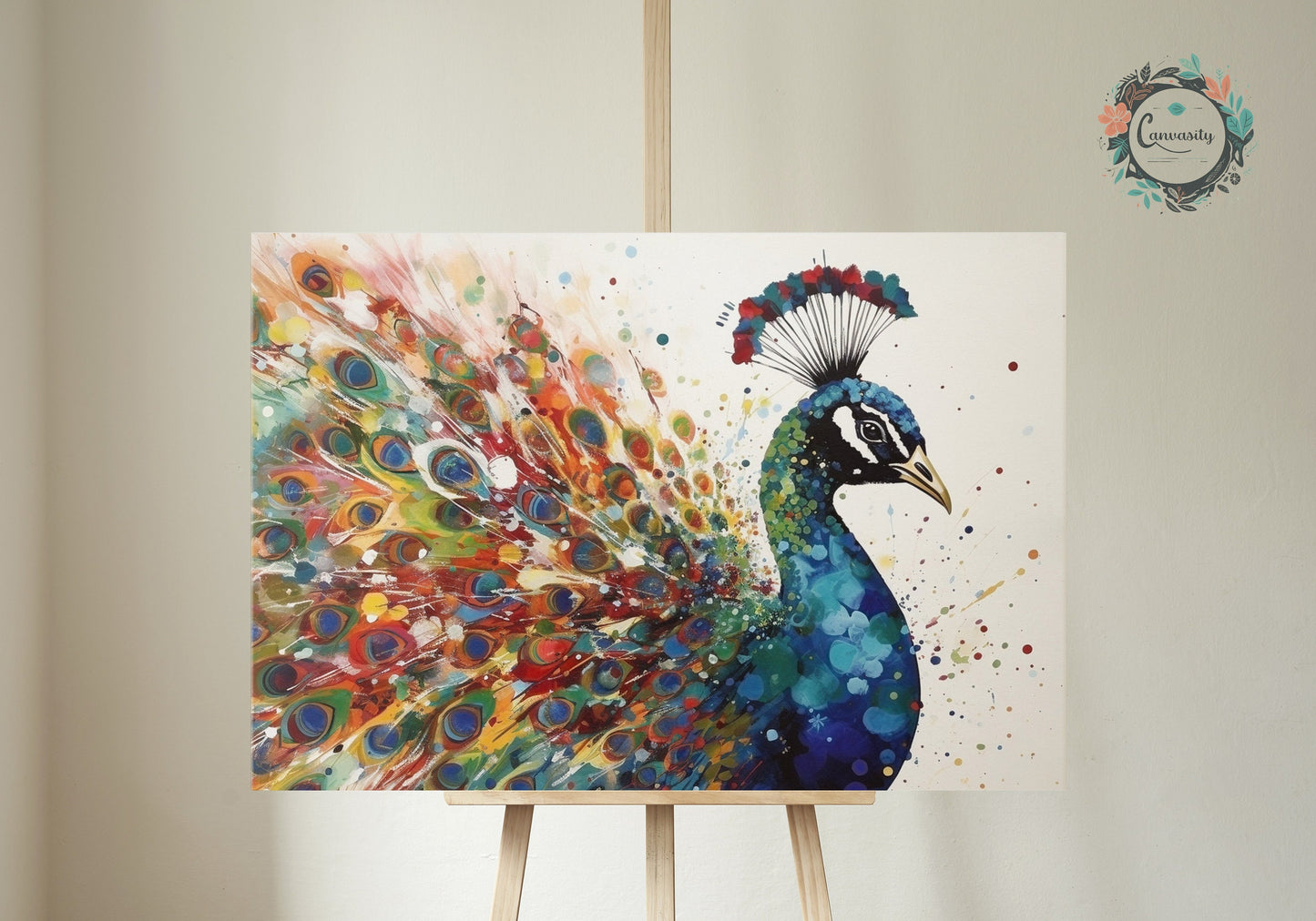 Watercolor Peacock Wall Art Print - Unframed Colorful Gift for Bird Lovers, Farmer, Mom or Dad, Bird Painting - CanvasityCrafts - Free Shipping