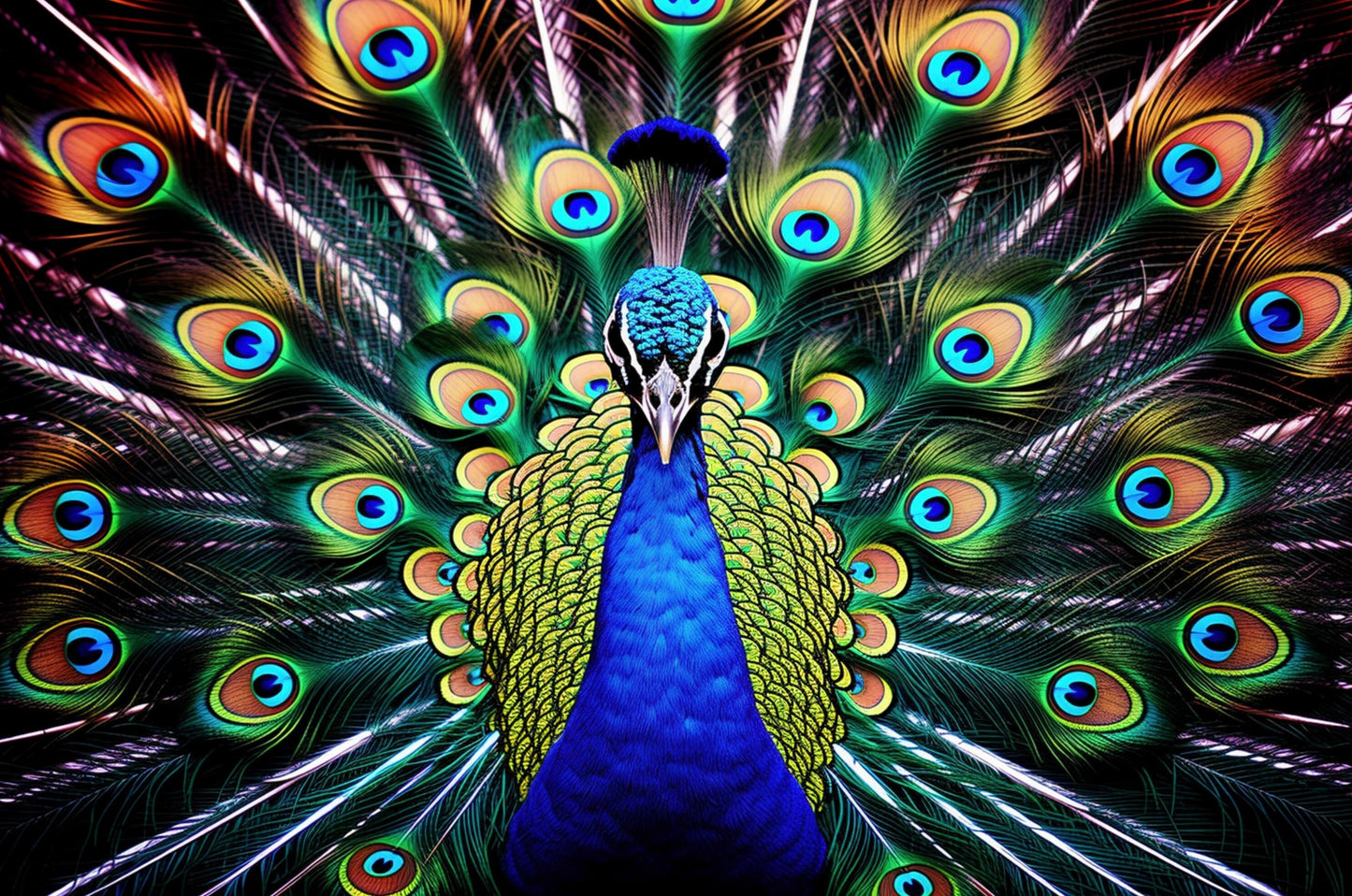 Impressive Peacock Wall Art Print - Unframed Gorgeous Vibrant Gift for Bird Lovers, Farmer, Mom or Dad, Bird Painting - CanvasityCrafts - Free Shipping