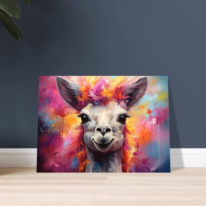 Floral Llama Print - Colorful Flowers Animal Wall Art Painting Poster, Farmer Gift, Alpaca Funny Farm Decor - CanvasityCrafts - Free Shipping