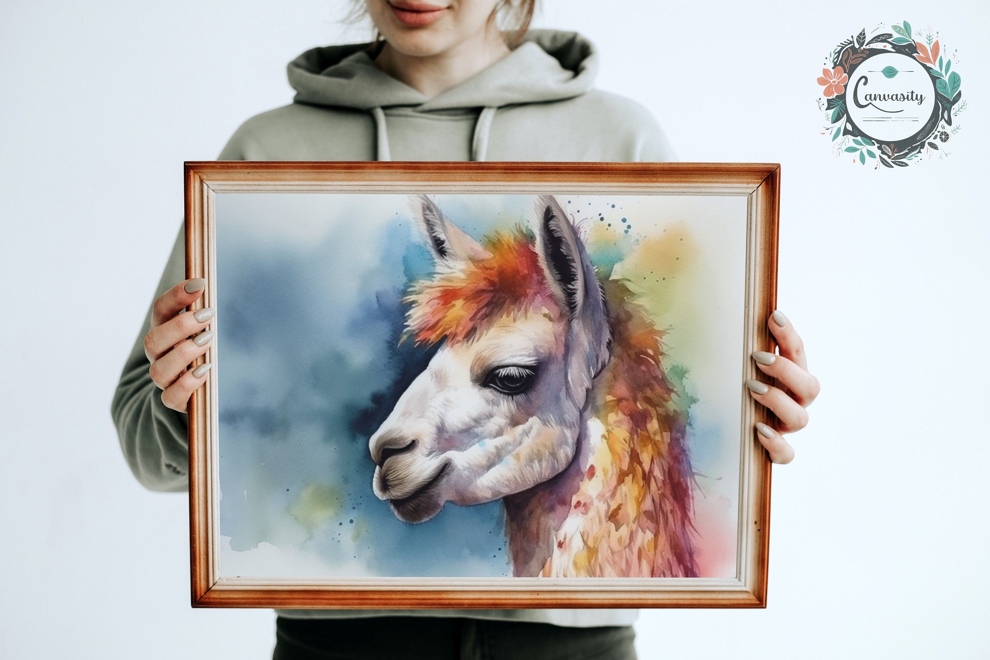 Watercolor Llama Unframed Print - Colorful Animal Wall Art Painting Poster, Farm Farmer Gift, Multicolor Funny Llama - CanvasityCrafts - Free Shipping