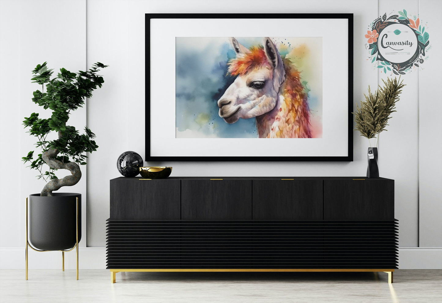 Watercolor Llama Unframed Print - Colorful Animal Wall Art Painting Poster, Farm Farmer Gift, Multicolor Funny Llama - CanvasityCrafts - Free Shipping