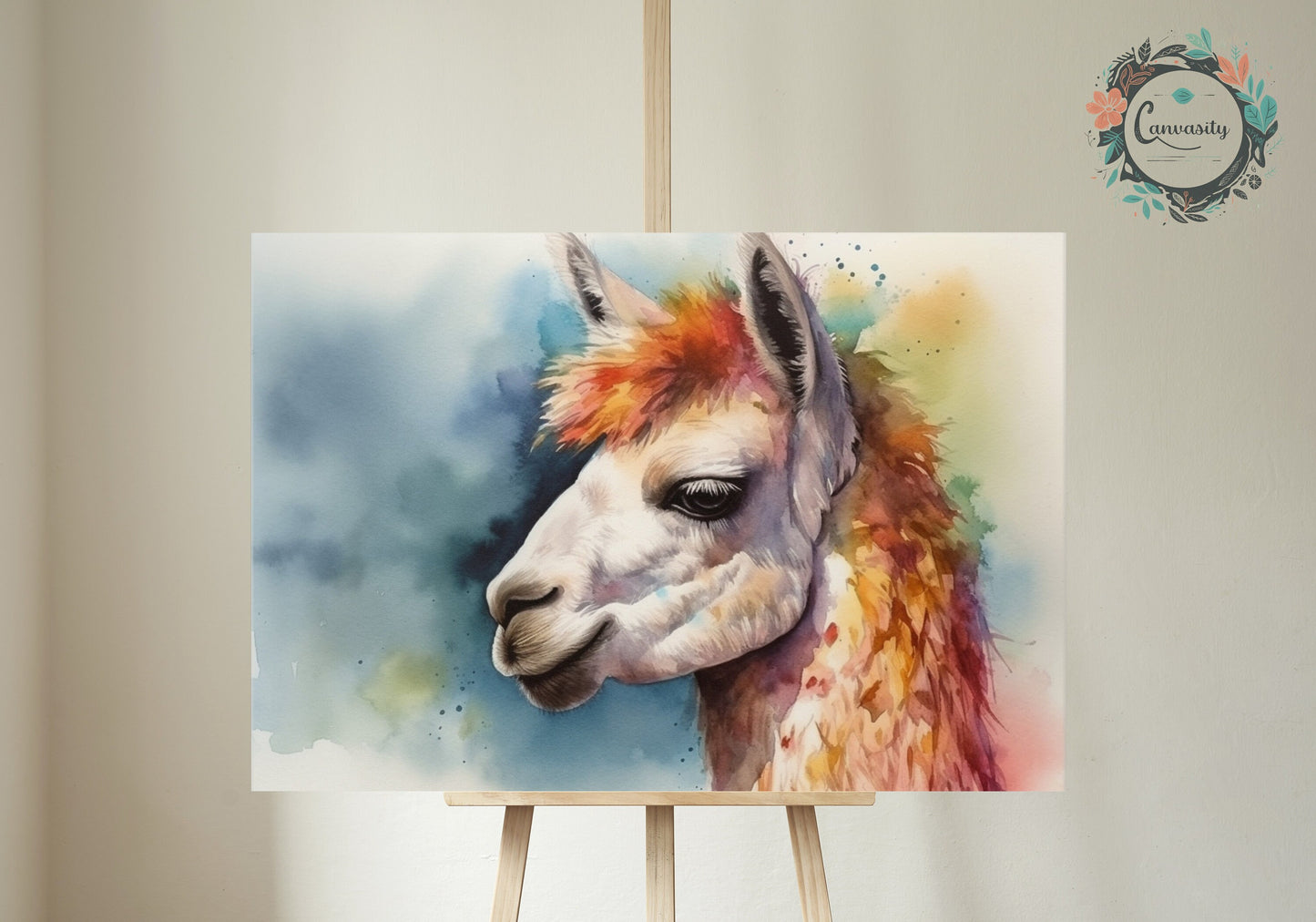 Watercolor Llama Unframed Print - Colorful Animal Wall Art Painting Poster, Farm Farmer Gift, Multicolor Funny Llama - CanvasityCrafts - Free Shipping