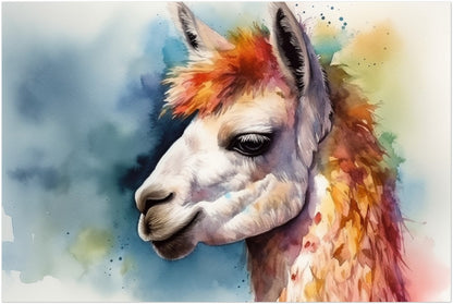 Watercolor Llama Unframed Print - Colorful Animal Wall Art Painting Poster, Farm Farmer Gift, Multicolor Funny Llama - CanvasityCrafts - Free Shipping