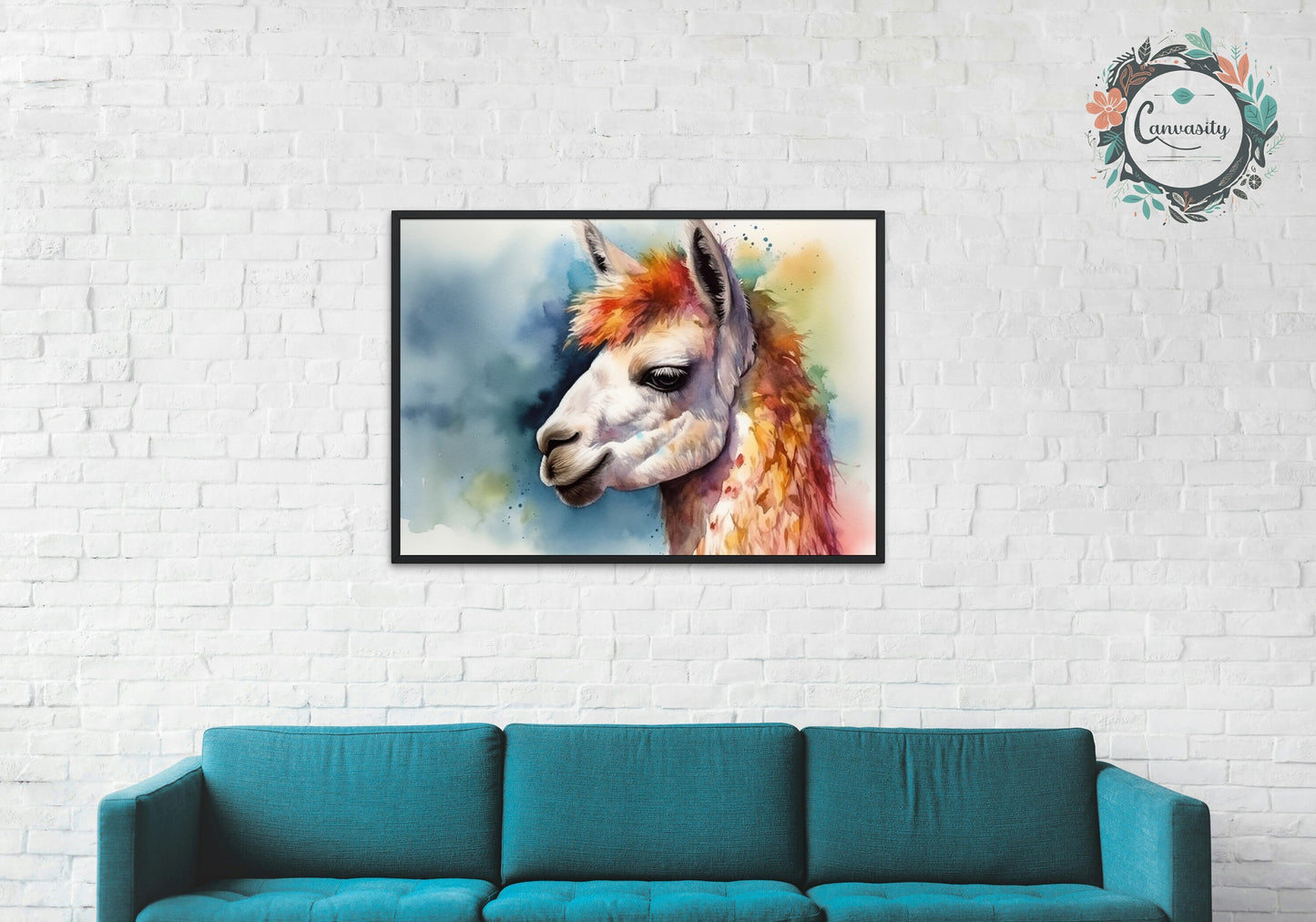 Watercolor Llama Unframed Print - Colorful Animal Wall Art Painting Poster, Farm Farmer Gift, Multicolor Funny Llama - CanvasityCrafts - Free Shipping