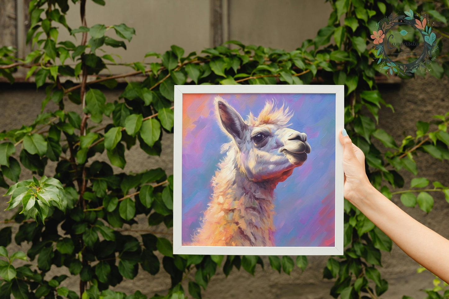 Watercolor Llama Print Square or Landscape - Colorful Animal Wall Art Painting Poster, Farm Farmer Gift, Funny Llama - CanvasityCrafts - Free Shipping