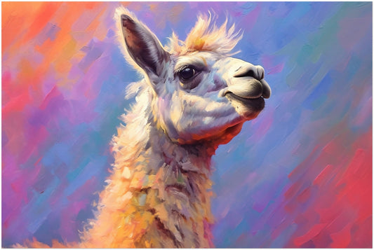 Watercolor Llama Print Square or Landscape - Colorful Animal Wall Art Painting Poster, Farm Farmer Gift, Funny Llama - CanvasityCrafts - Free Shipping