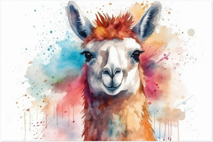 Pretty Watercolor Llama Print - Colorful Animal Wall Art Painting Poster, Farmer Gift, Alpaca Funny Farm Decor - CanvasityCrafts - Free Shipping