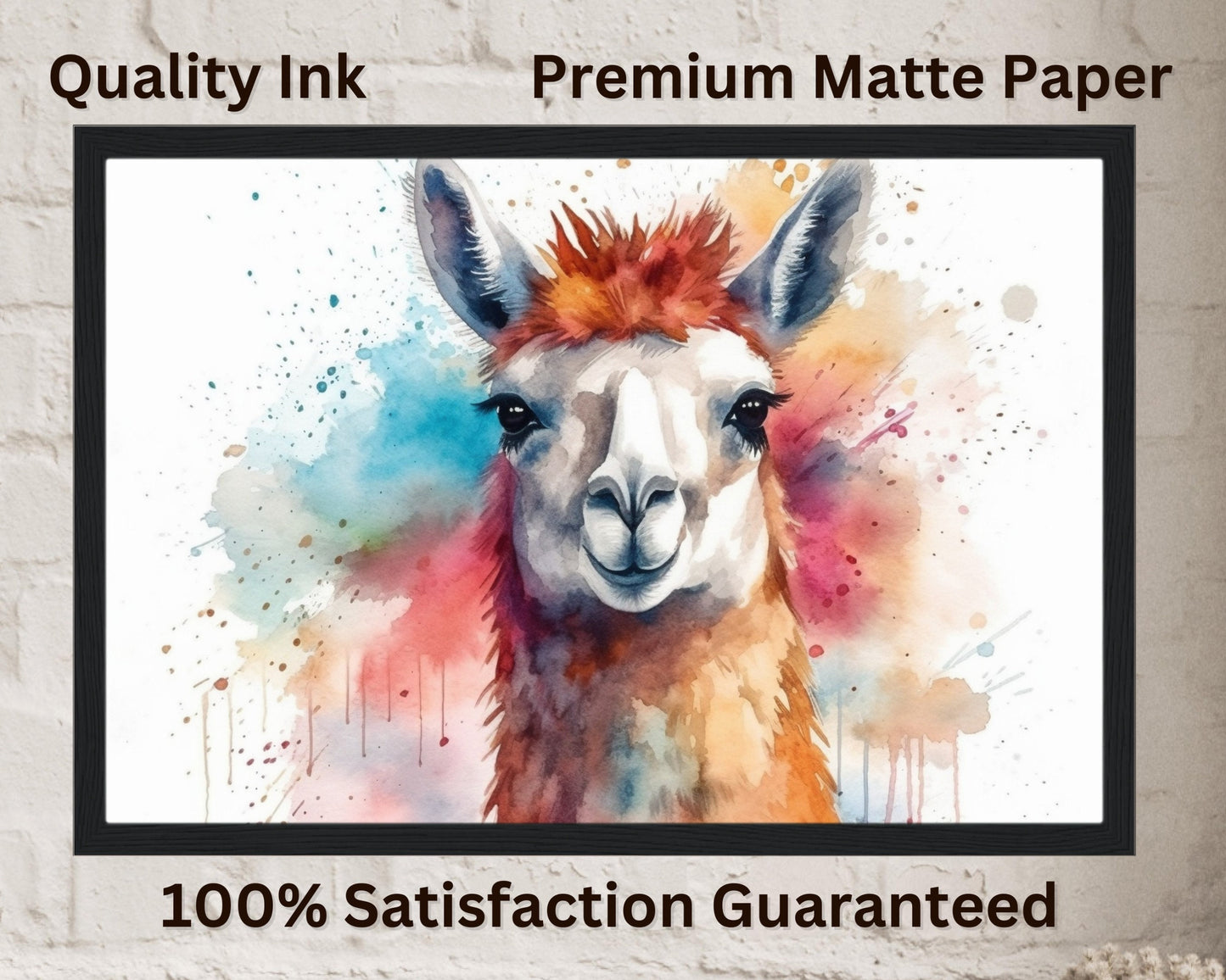 Pretty Watercolor Llama Print - Colorful Animal Wall Art Painting Poster, Farmer Gift, Alpaca Funny Farm Decor - CanvasityCrafts - Free Shipping