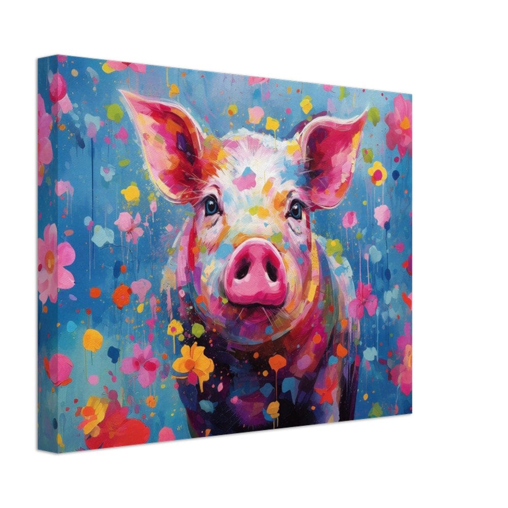 Colorful Pig Canvas Gallery Wrapped Wall Art - Square / Landscape Print Picture for Farmers, Farm Home Office, Living Room Decor, Dad, Mom - CanvasityCrafts - Free Shipping